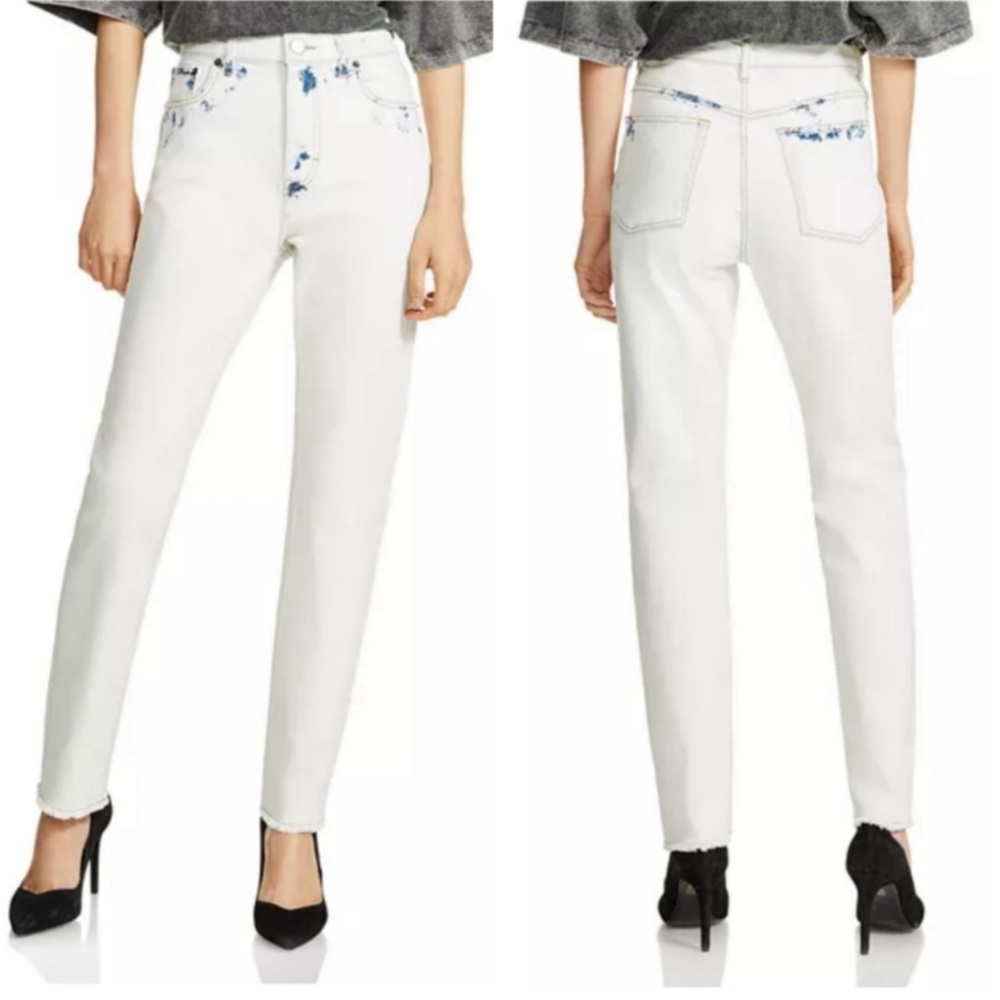 NWT Maje Paoline Distressed High Rise Jean Blanc FR 38